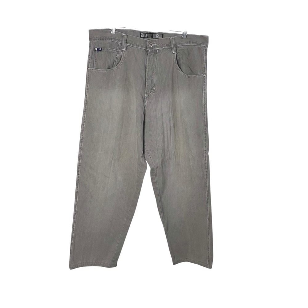 Southpole Rare Mens Baggy Jeans Light Grey Streetwear Y2K Denim 38x30 Black Tab